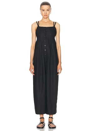 BODE Linen Gardner Jumpsuit in Black - Black. Size M (also in L).