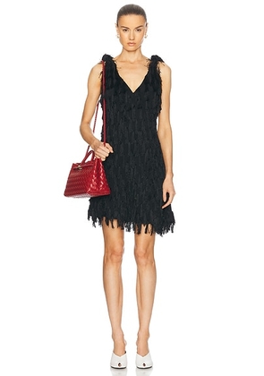 Bottega Veneta Fringe Crepe Mini Dress in Black - Black. Size 40 (also in 34).