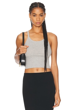 Eterne Cropped Rib Tank Top in Heather Grey - Grey. Size XL (also in L).