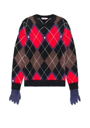 Charles Jeffrey LOVERBOY Fluffy Gloves Jumper in Brown Argyle - Brown. Size XL (also in ).