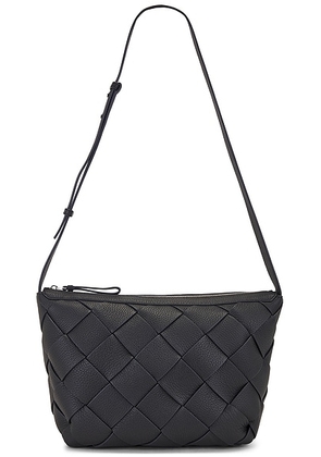 Bottega Veneta Medium Hobo Diagonal Intreccio Taurillon in Shadow & Silver - Black. Size all.