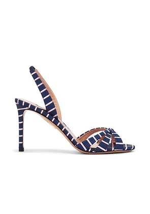 Aquazzura Tati 85 Sandal in Dark Jeans - Blue. Size 36.5 (also in 36).