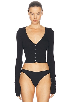 Eterne Cropped Cardigan in Black - Black. Size M (also in L, XL).