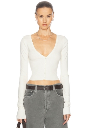 Eterne Cropped Cardigan in Cream - Cream. Size S (also in L).