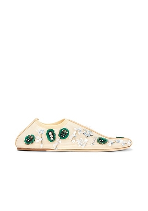 Christopher Esber Embla Beaded Mesh Flat in Ecru & Multi - Ivory. Size 37 (also in 39, 41).
