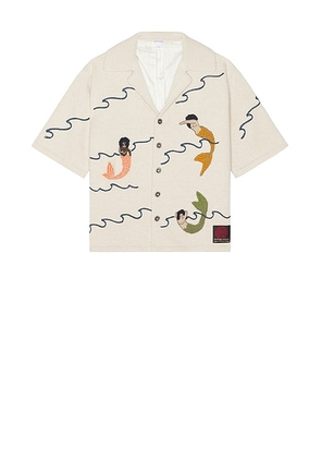 Bottega Veneta Button Down Mermaid Shirt in Dove & Multicolor - Beige. Size M (also in L).