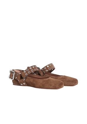 ALAÏA Ballet Flat in Terre D'ombre - Brown. Size 36.5 (also in 36, 37, 38.5, 39, 39.5, 40, 41).