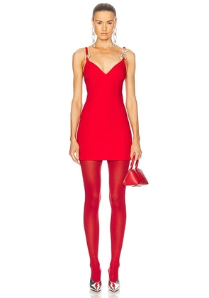 AREA Crystal Link Mini Dress in Carmine - Red. Size XS (also in ).