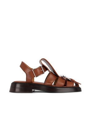 McQueen Buckle Flat in Brown & Silver - Brown. Size 38 (also in 38.5, 37.5, 39, 40).