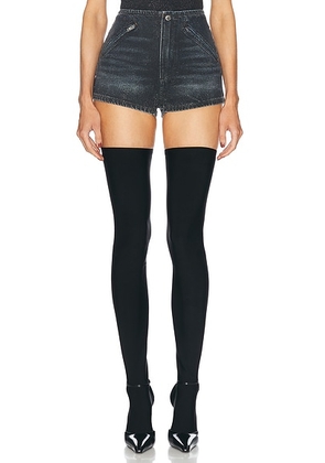 Alexander Wang Hotfix Crystal Moto Mini Short in Black Crackle Indigo - Denim-Dark. Size 25 (also in ).