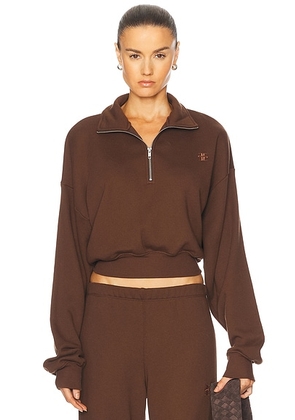 Eterne Cropped Half Zip Sweatshirt in Chocolate - Chocolate. Size M (also in L, S, XL, XS).