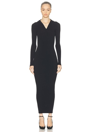 ALAÃA Hooded Bodycon Dress in Noir - Black. Size 36 (also in 38, 34).