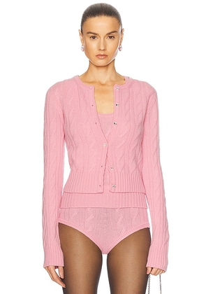 Blumarine Crewneck Cardigan in Wild Rose - Pink. Size M (also in ).