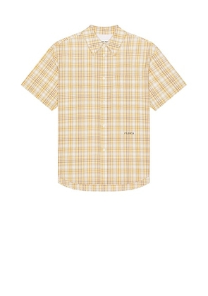 After Pray Madras Check Short Sleeve Shirt in Yellow - Yellow. Size S (also in M).