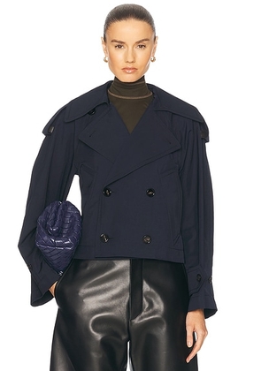 Bottega Veneta Cropped Trench Coat in Midnight Blue - Navy. Size 38 (also in 36).