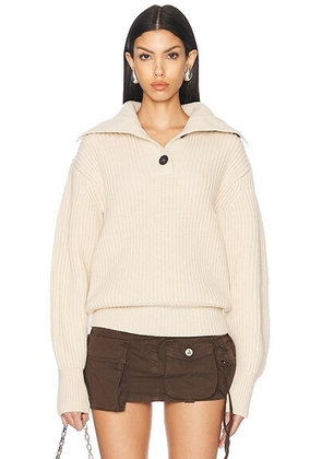McQueen Funnel Neck Jumper in Ivory - Ivory. Size S (also in L).