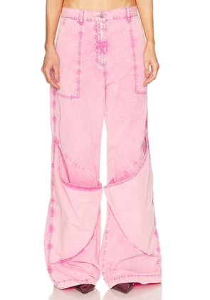 THE ATTICO Wide Leg Pant in Pink - Pink. Size 25 (also in 28, 30, 26).