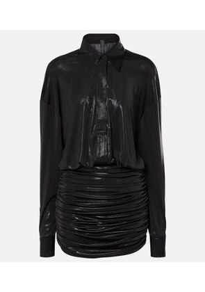 Norma Kamali Boyfriend ruched lame minidress