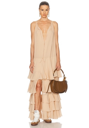 Chloe Flowy Tiered Dress in Creamy Beige - Beige. Size 38 (also in ).