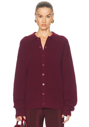 Aya Muse x REVOLVE Relaxed Knit Button Up Sweater in Wine - Wine. Size S (also in M, XS).