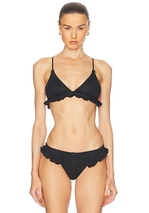 Cou Cou Intimates for FWRD The Butterfly Bralette in Black - Black. Size XL (also in L, S, XS).