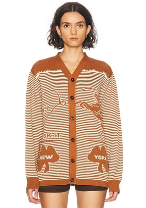 BODE Buckaroo Cardigan in Brown & Cream - Brown. Size M (also in L).