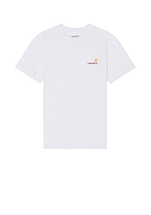 Carhartt WIP S/S American Script T-Shirt in Ash Heather - Light Grey. Size M (also in L).
