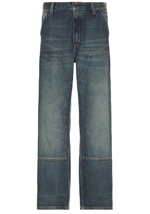 Carhartt WIP Double Knee Jeans in Worn Used Wash Blue - Blue. Size 32x32 (also in 30x32, 34x32).
