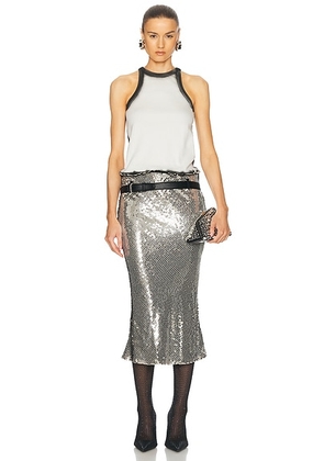 THE ATTICO Midi Dress in White & Silver - Metallic Silver. Size 42 (also in 36, 44).