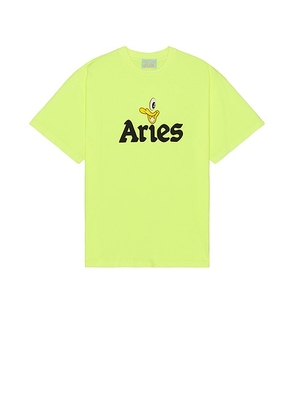 Aries Aged Aye Duck Fluoro Tee in Safety Yellow - Yellow. Size XL/1X (also in M).