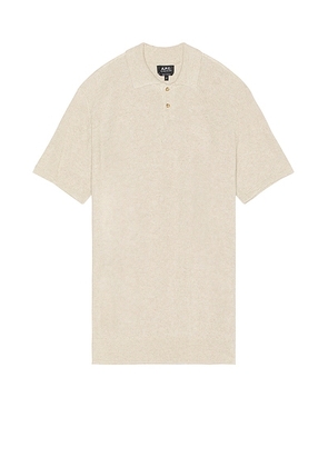 A.P.C. Jay Short Sleeve Polo in Beige - Beige. Size XL/1X (also in S).