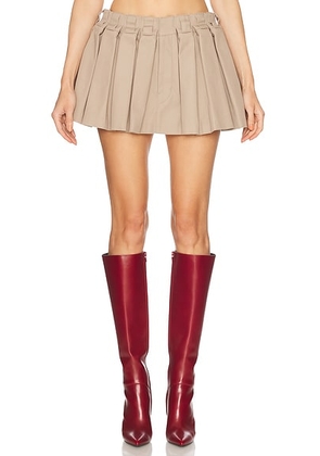 Alexander Wang Pleated Workwear Mini Skirt in Khaki - Taupe. Size 4 (also in 0, 6).