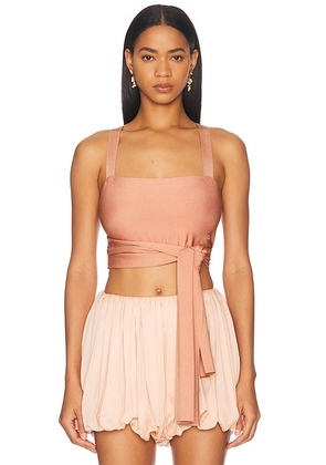 Chloe Knit Tied Tank Top in Misty Coral - Coral. Size S (also in M).