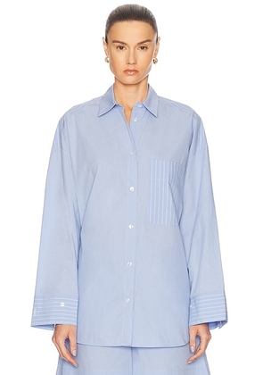 By Malene Birger Derris Top in Blue Iris Stripe - Baby Blue. Size 38 (also in 36, 40).