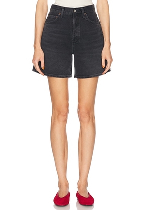 AGOLDE Dame High Rise Baggy Short in Hitch - Black. Size 32 (also in 30, 31, 33, 34).