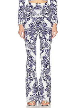 Etro Knit Straight Leg Pants in Blue - White,Blue. Size 42 (also in ).