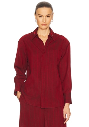Bottega Veneta Button Up Top in Red & Grey Melange - Red. Size 40 (also in 38).