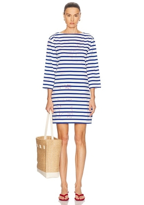 BODE Margate Dress in Blue Multi - White,Blue. Size S (also in M, XS).