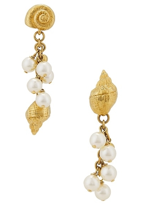 Chloe Shell Dangle Earring in Vintage Gold - Metallic Gold,Ivory. Size all.