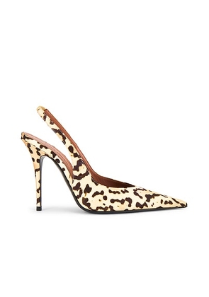 AMINA MUADDI Anok 105 Print Satin Sling Pump in Leopard - Brown. Size 40 (also in 36).