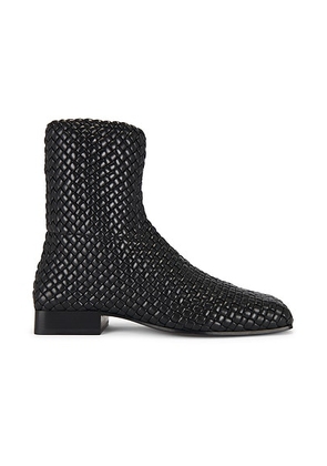 Bottega Veneta Zipped Padded Intreccio Supple Lambskin Ankle Boot in Black - Black. Size 44 (also in ).