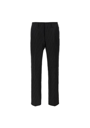 Fendi Black Linen FF Jacquard Pants