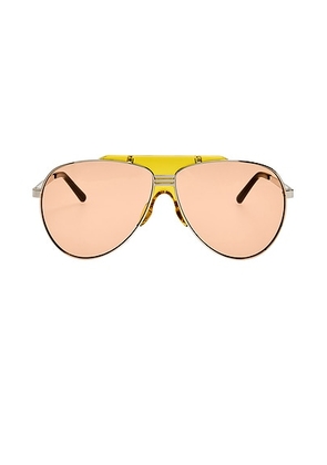 THE ATTICO Aviator Sunglasses in Silver  Mustard  & Camel - Metallic Gold. Size all.