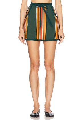 BODE Parakeet Stripe Skirt in Green Multi - Green. Size M (also in L).