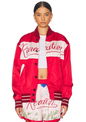 BODE Postcard Rally Jacket in Pink Multi - Red. Size XS (also in S).