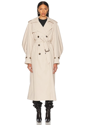 Alexandre Vauthier Taffeta Trench Coat in Dune - Neutral. Size 38 (also in 36, 40, 42, 44).