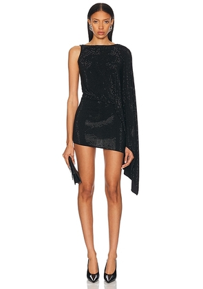 Alexandre Vauthier Macro Crystal Draped Mini Dress in Black - Black. Size 40 (also in 36, 38, 42).