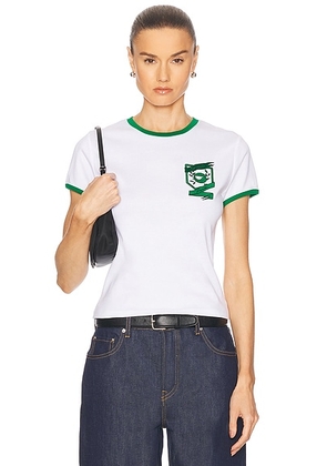 Coperni Embroidered University Tee in White & Green - White. Size XS (also in S).