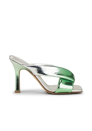 Bottega Veneta Mule Sandal in Silver & Fresh Mint - Metallic Silver,Green. Size 39 (also in 37, 41, 42).