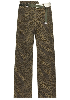 Andersson Bell Unisex Leopard Cross-Over Wide Jeans in Green - Green. Size 32 (also in ).